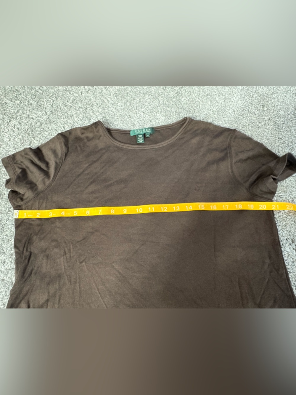 Lauren Ralph Lauren Brown Short-Sleeve wool/silk blend basic classic tee - Picture 5 of 6